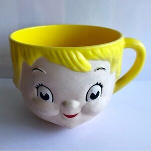 Vintage Campbell's soup  kid girl cup yellow hair plastic collectible mug